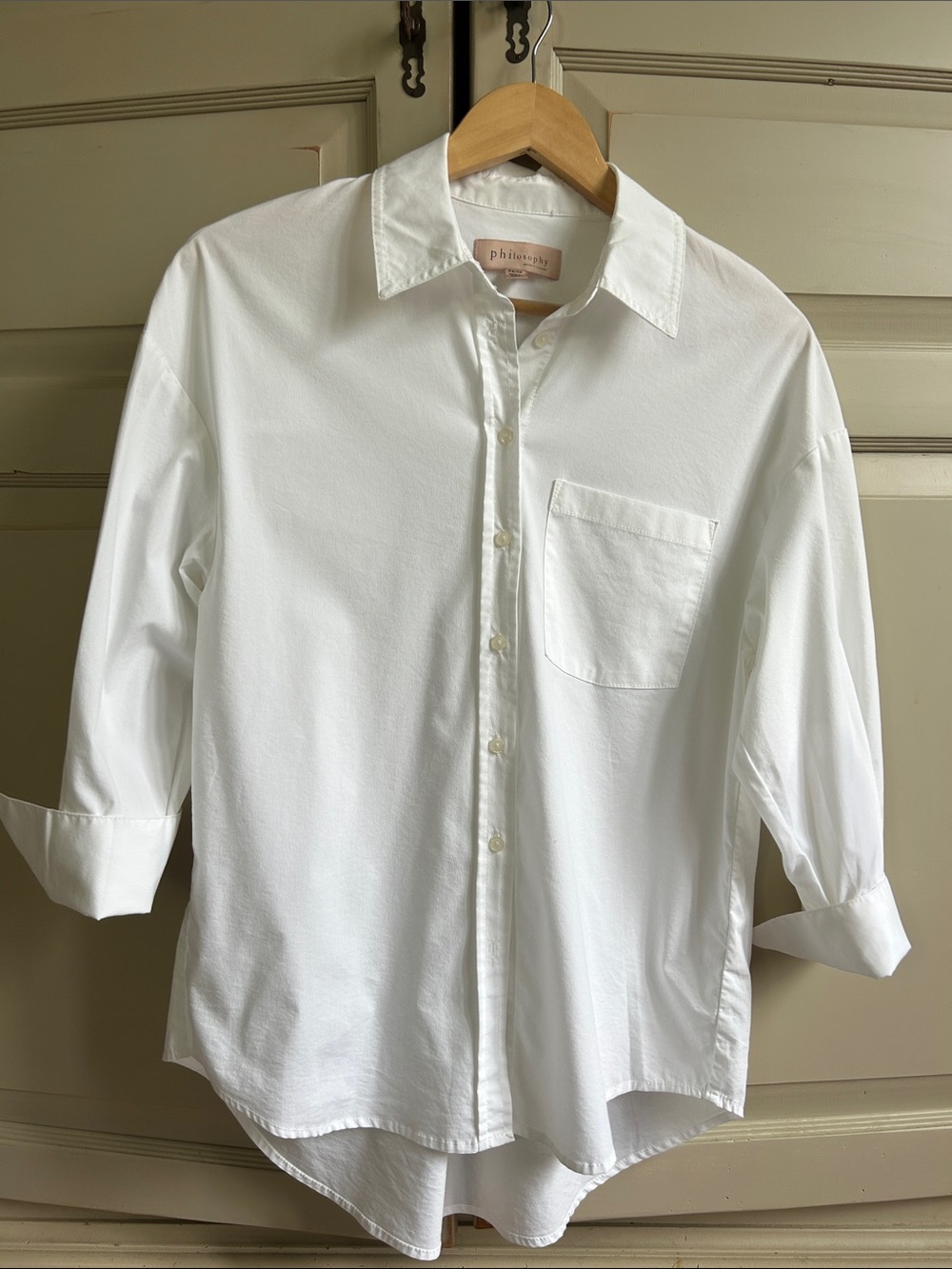 Philosophy Crisp White cotton poplin Button-Down Shirt. XS. NWOT